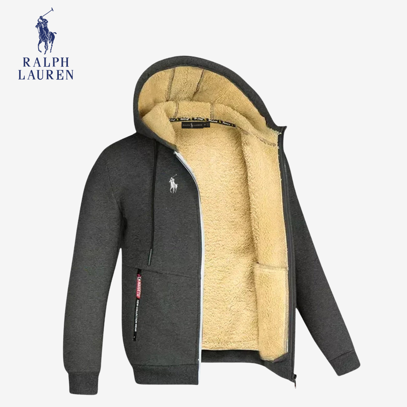 Felpa con zip foderata in sherpa - SALDI DI FINE COLLEZIONE -