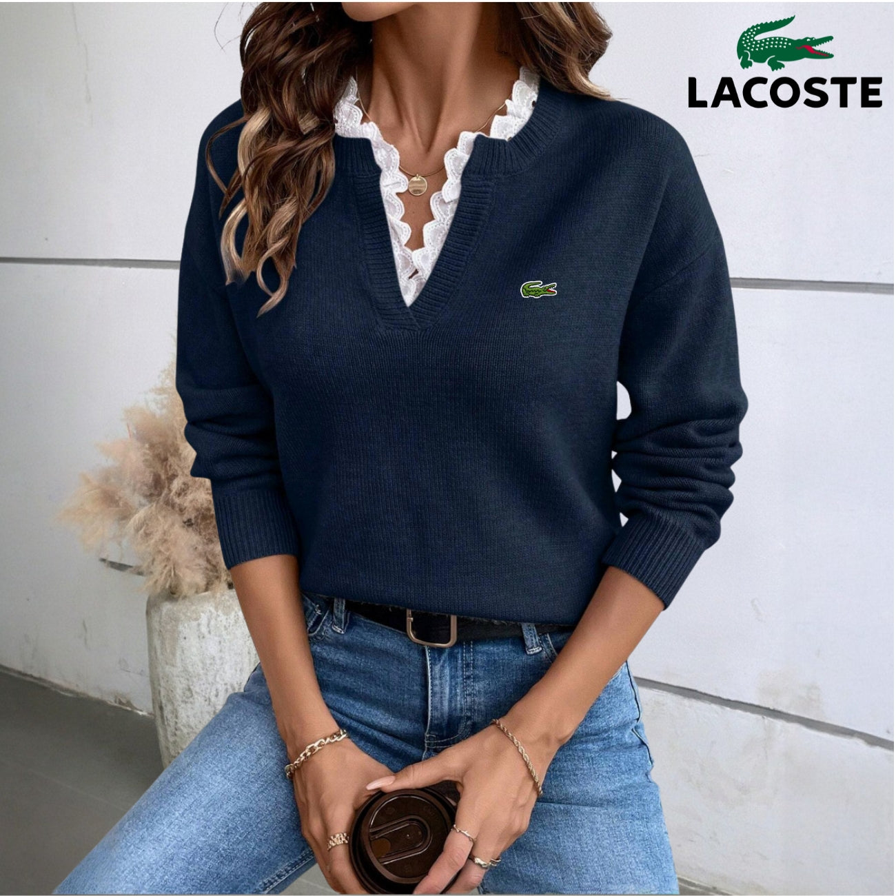 Maglia in Pizzo con Scollo a V || SALDI