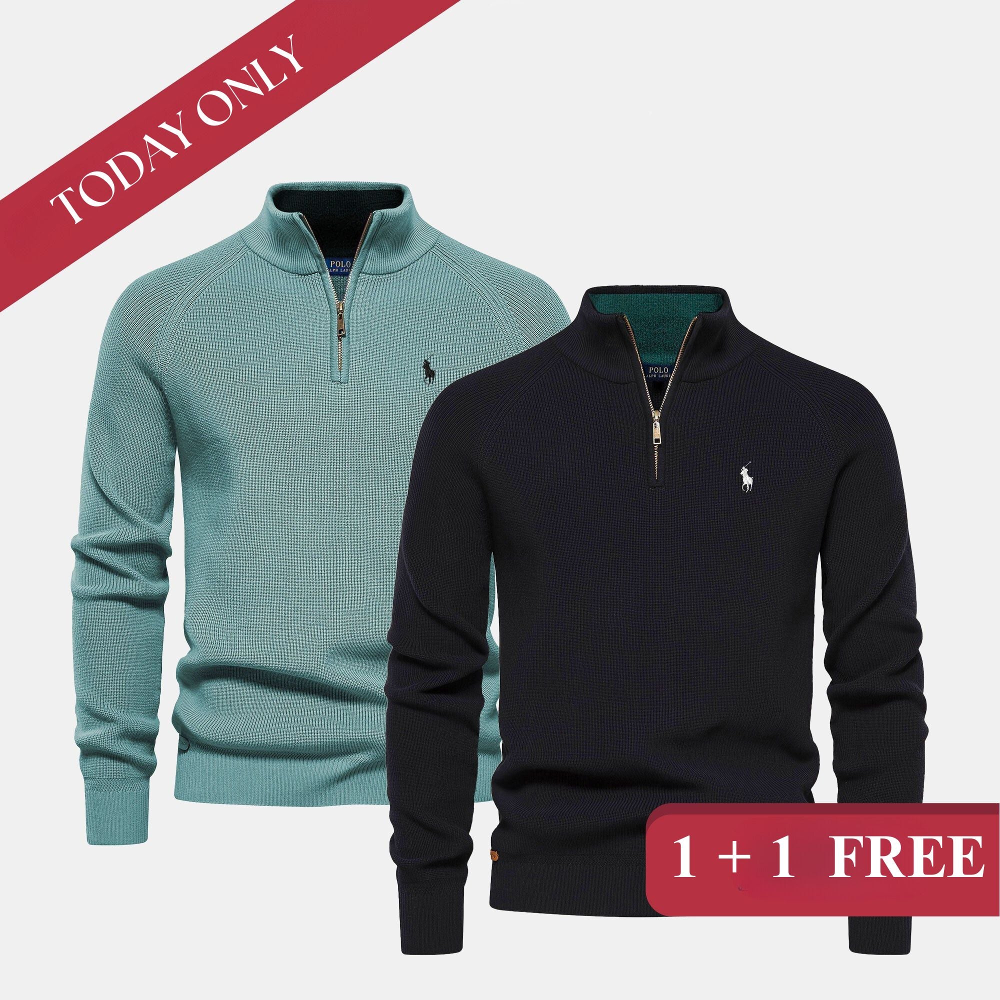 Sweater with Zip Collar 1+1 FREE | (WAREHOUSE CLEARANCE)