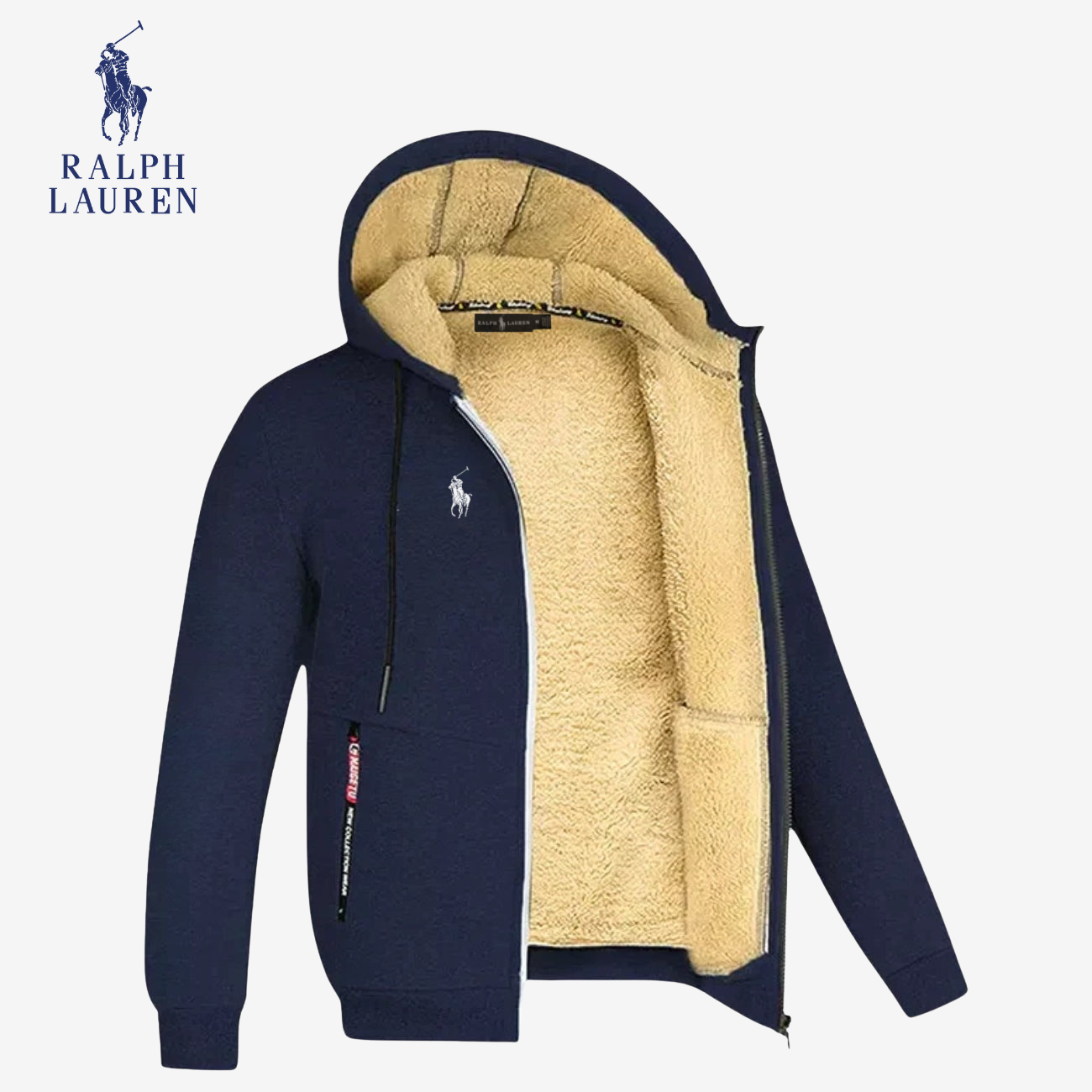 Felpa con zip foderata in sherpa - SALDI DI FINE COLLEZIONE -