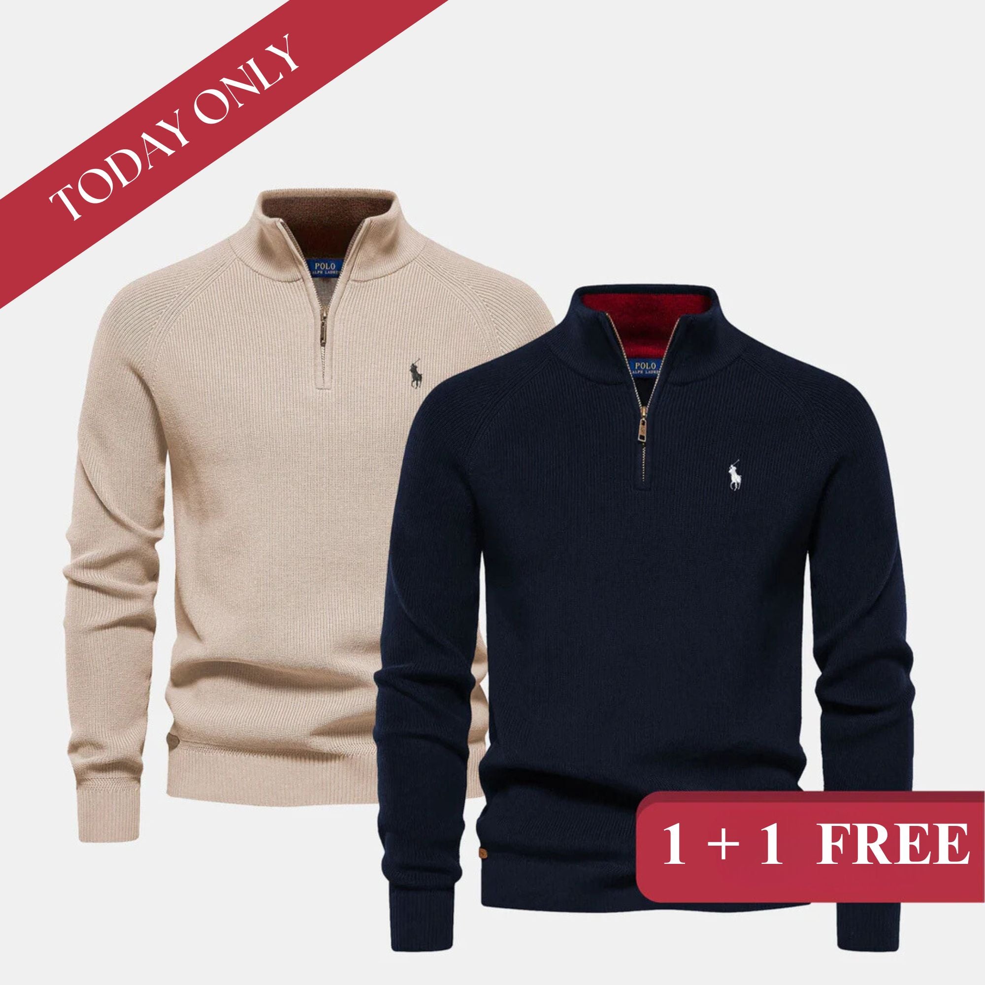 Sweater with Zip Collar 1+1 FREE | (WAREHOUSE CLEARANCE)
