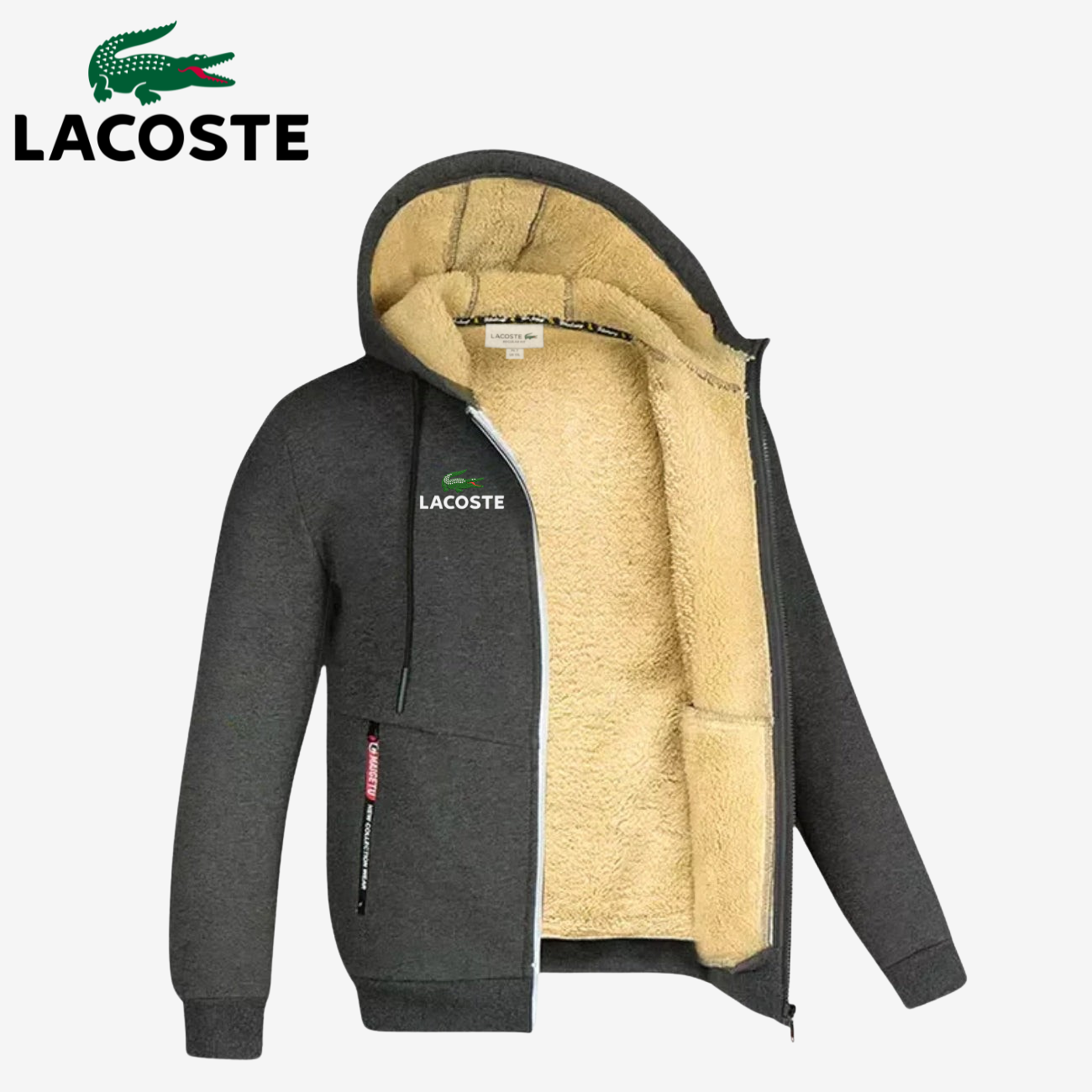 Felpa con zip foderata in sherpa - SALDI DI FINE COLLEZIONE -