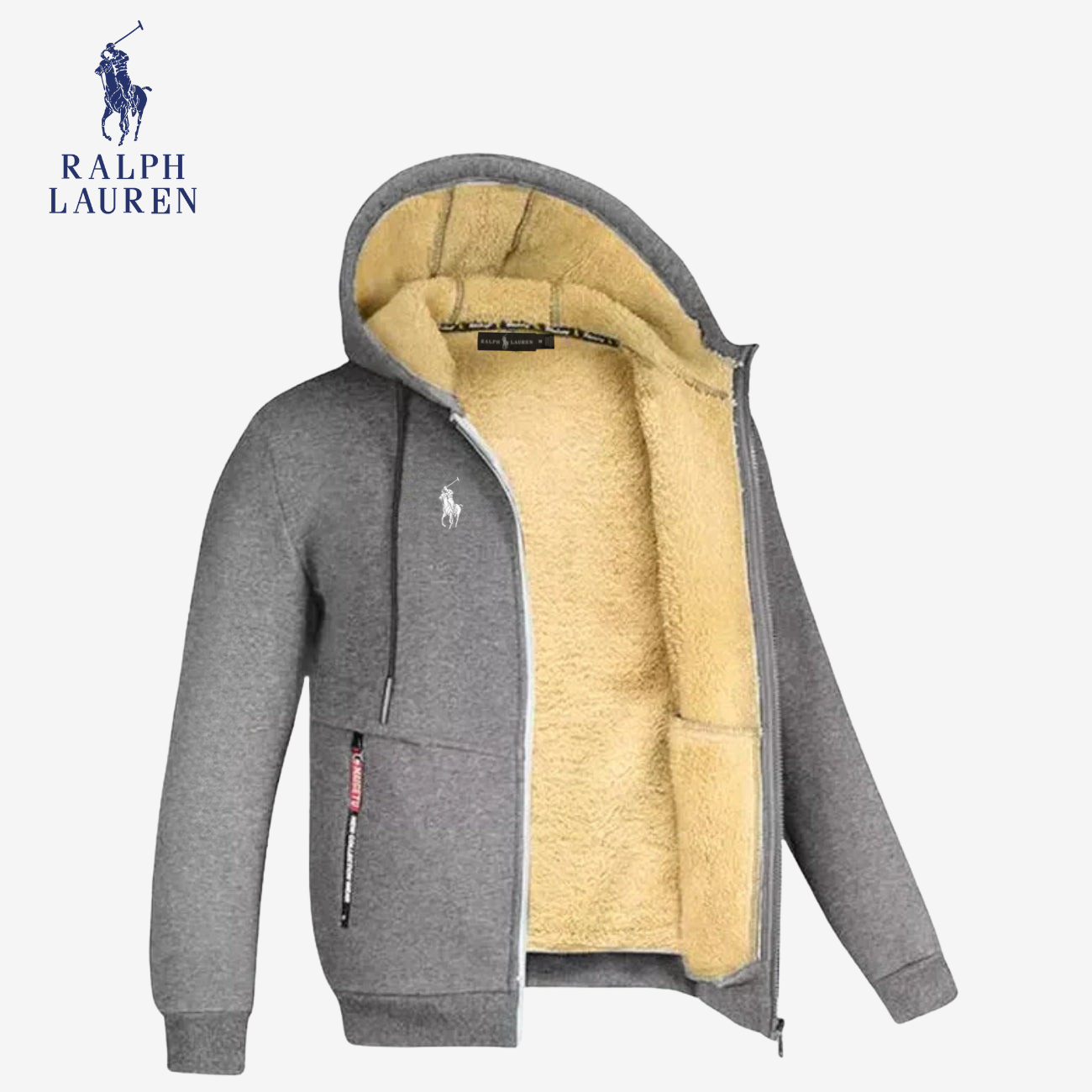 Felpa con zip foderata in sherpa - SALDI DI FINE COLLEZIONE -