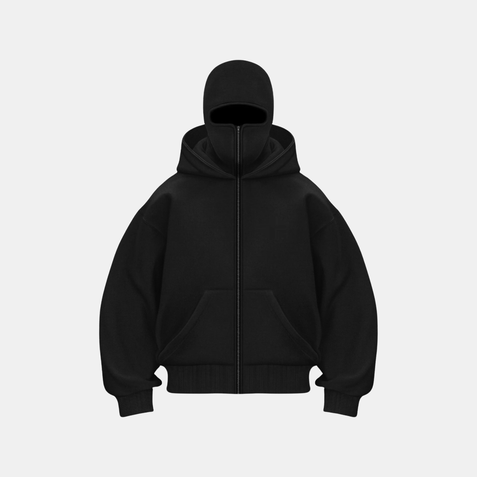 Felpa con Cappuccio e Maschera a Zip Completa